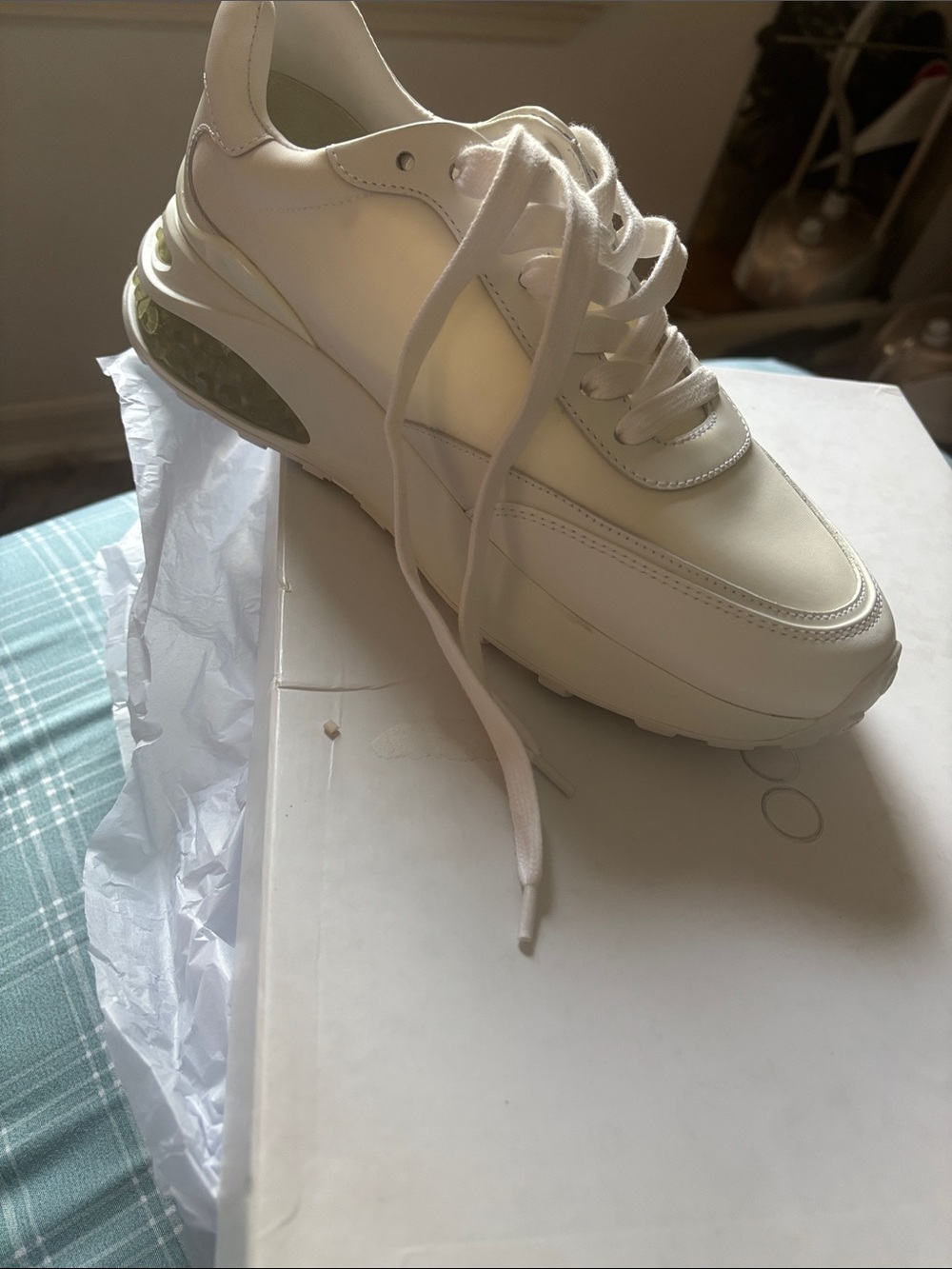Jimmy Choo Cream Leather Platform Sneaker with Air Bubble Sole - Picture 3 of 12